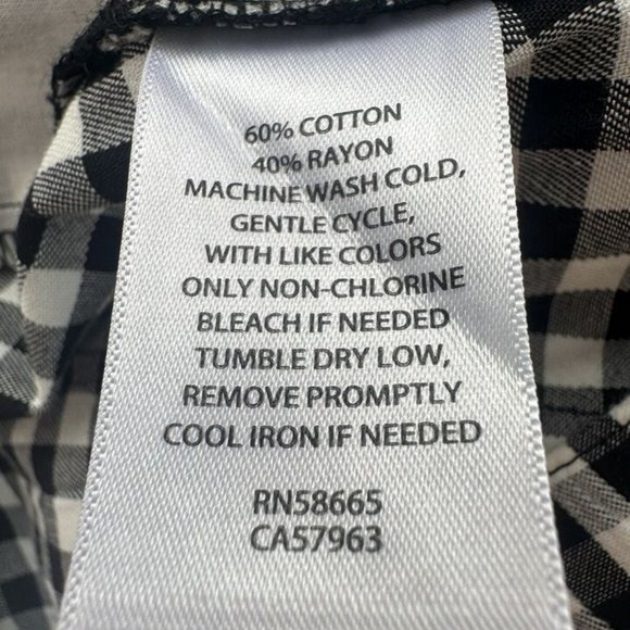 Nordstrom BP Womens Small Black White Gingham Check Straight Leg Pants Cotton - Picture 10 of 10